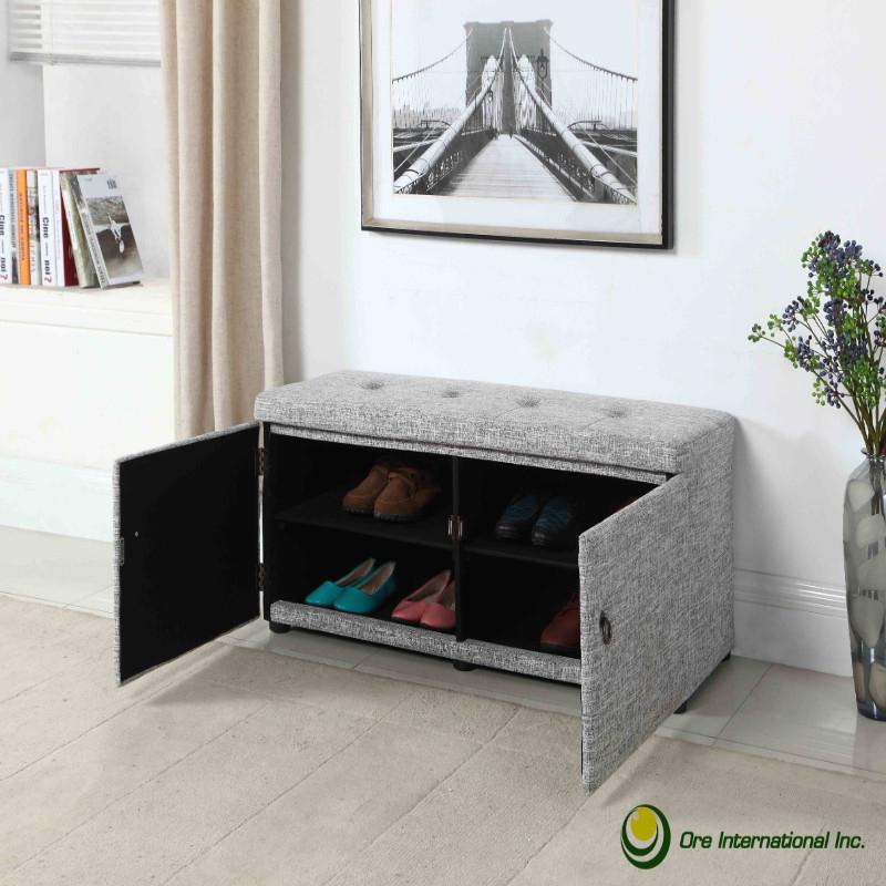 18" Dove Grey Shoe Storage Bench. Picture 4