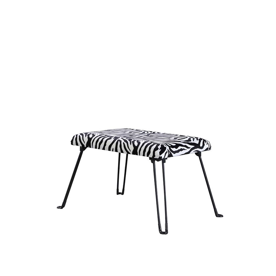 17" In Zebra Backless Accent Seat W/ Foldable Legs. Picture 1