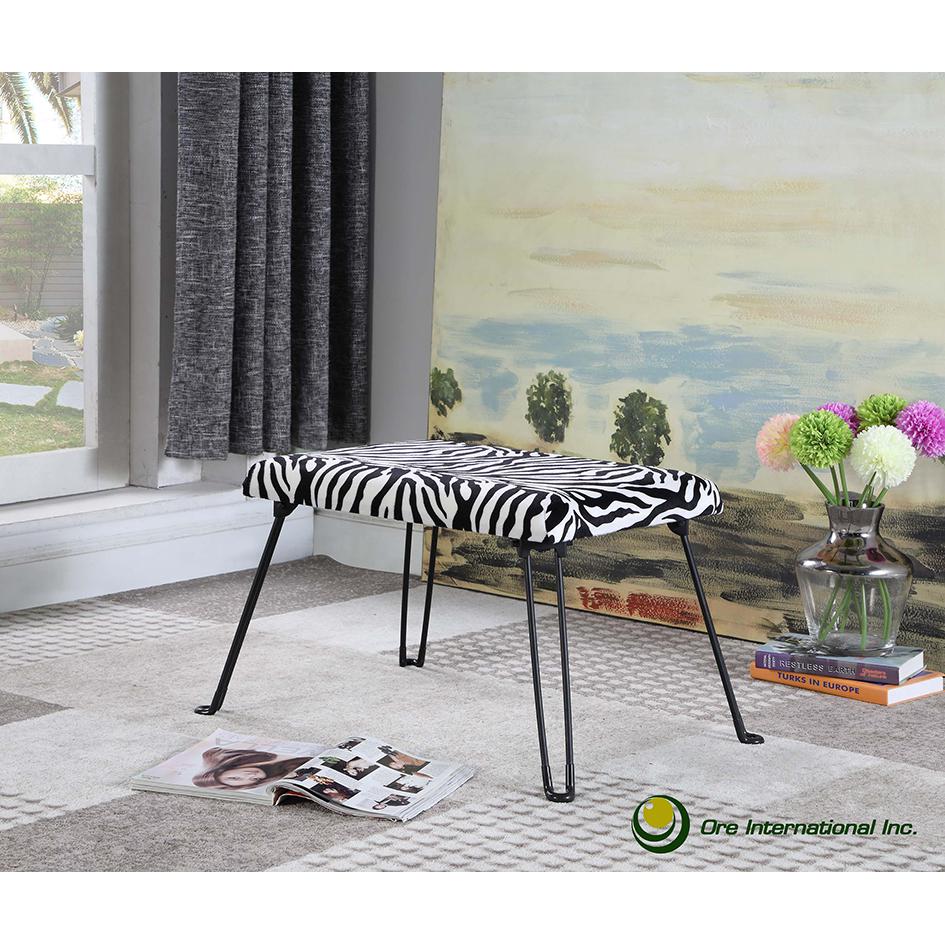 17" In Zebra Backless Accent Seat W/ Foldable Legs. Picture 3