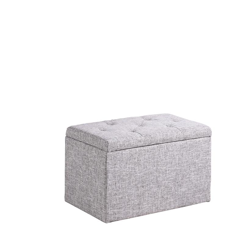 18.5" In Light Gray Tufted Shoe Gauze Storage Bench. Picture 1