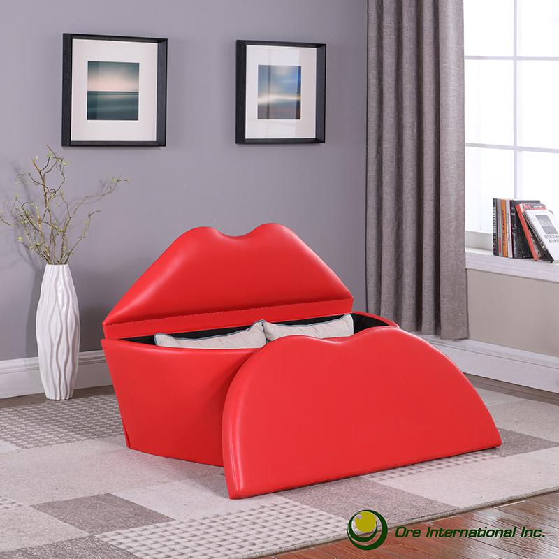 31" In Red Lips Storage Leisure Loveseat Chair. Picture 2
