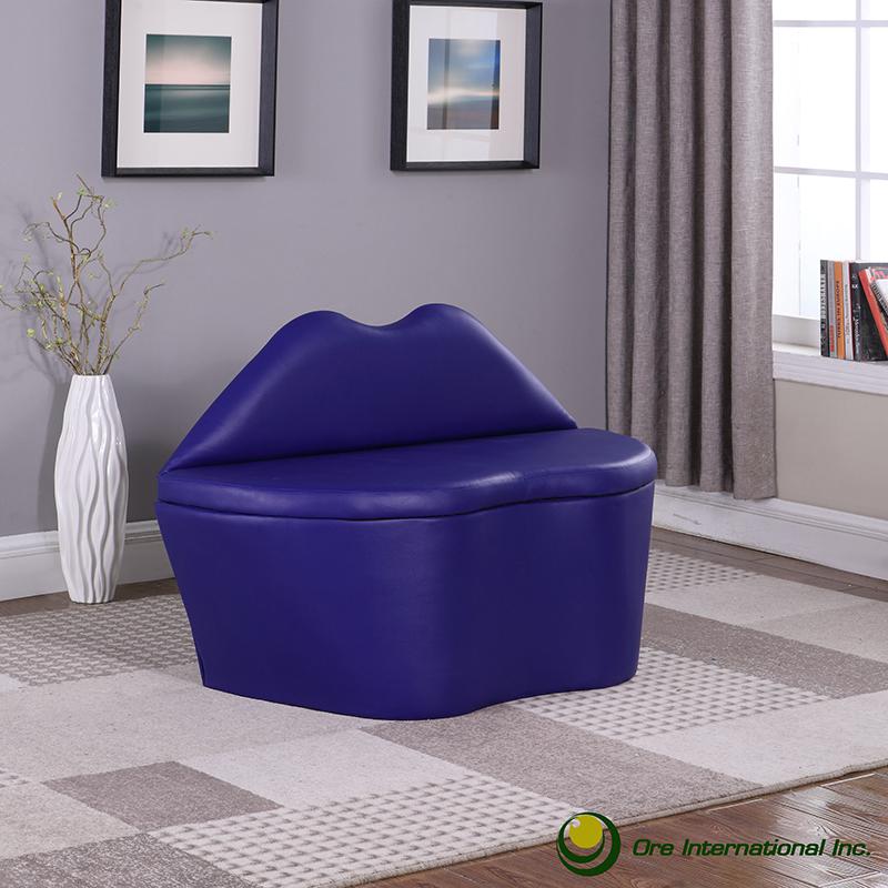 31" In Cobalt Blue Lips Storage Leisure Loveseat Chair. Picture 2