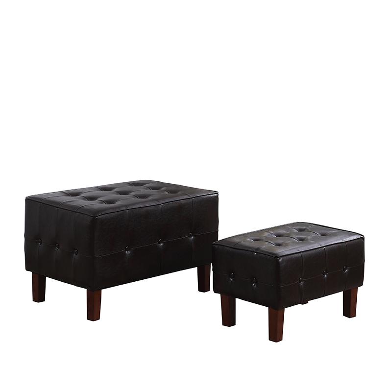 19.5" In Brown Leatherette Allover Tufted Piping Trim Stackable Seating W/ Wooden Legs + 1 Seat. Picture 2