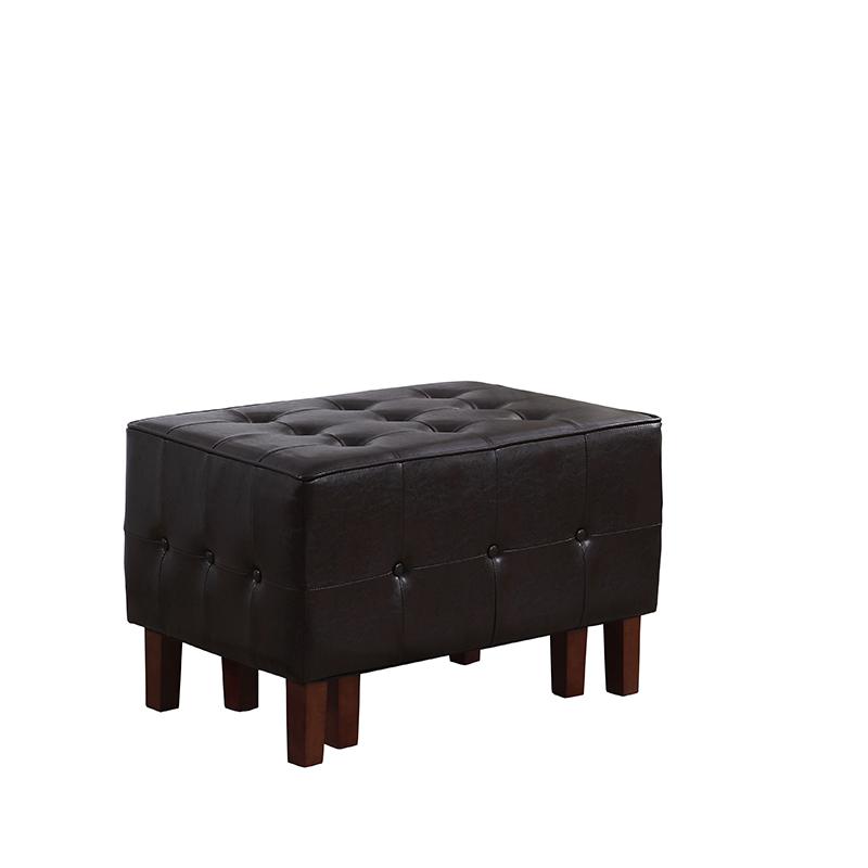 19.5" In Brown Leatherette Allover Tufted Piping Trim Stackable Seating W/ Wooden Legs + 1 Seat. Picture 1