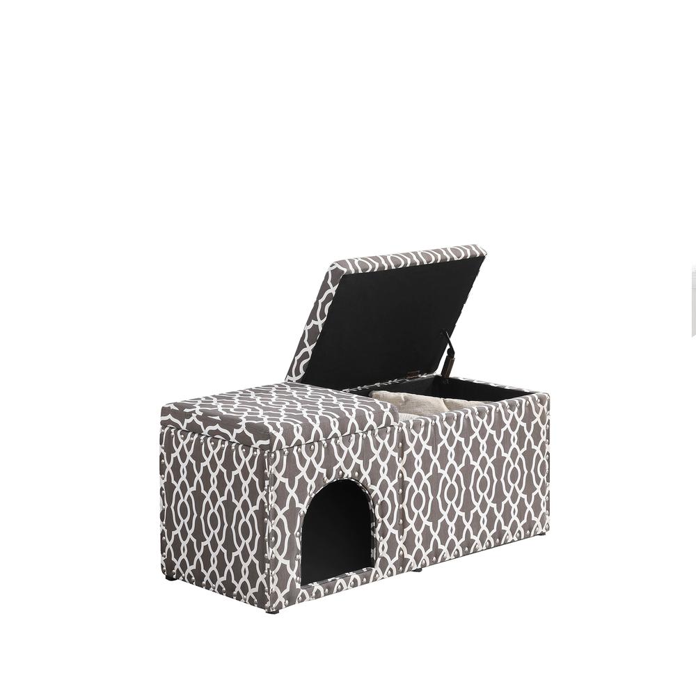 18"In Cassidy Smoky Gray Pet Housing W/ Storage Bench. Picture 2