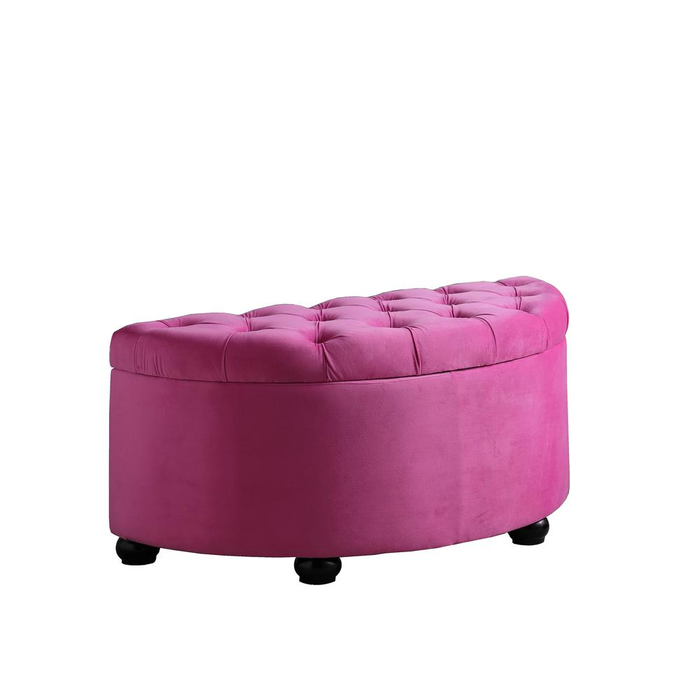 17.5"In Plush Hot Pink Gilda Tufted Half Moon Storage Bench. Picture 1