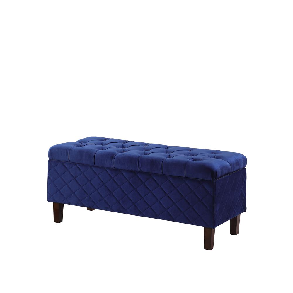 17.5"In Azure Blue Shantelle Quilted Tufted Storage Bench. Picture 1