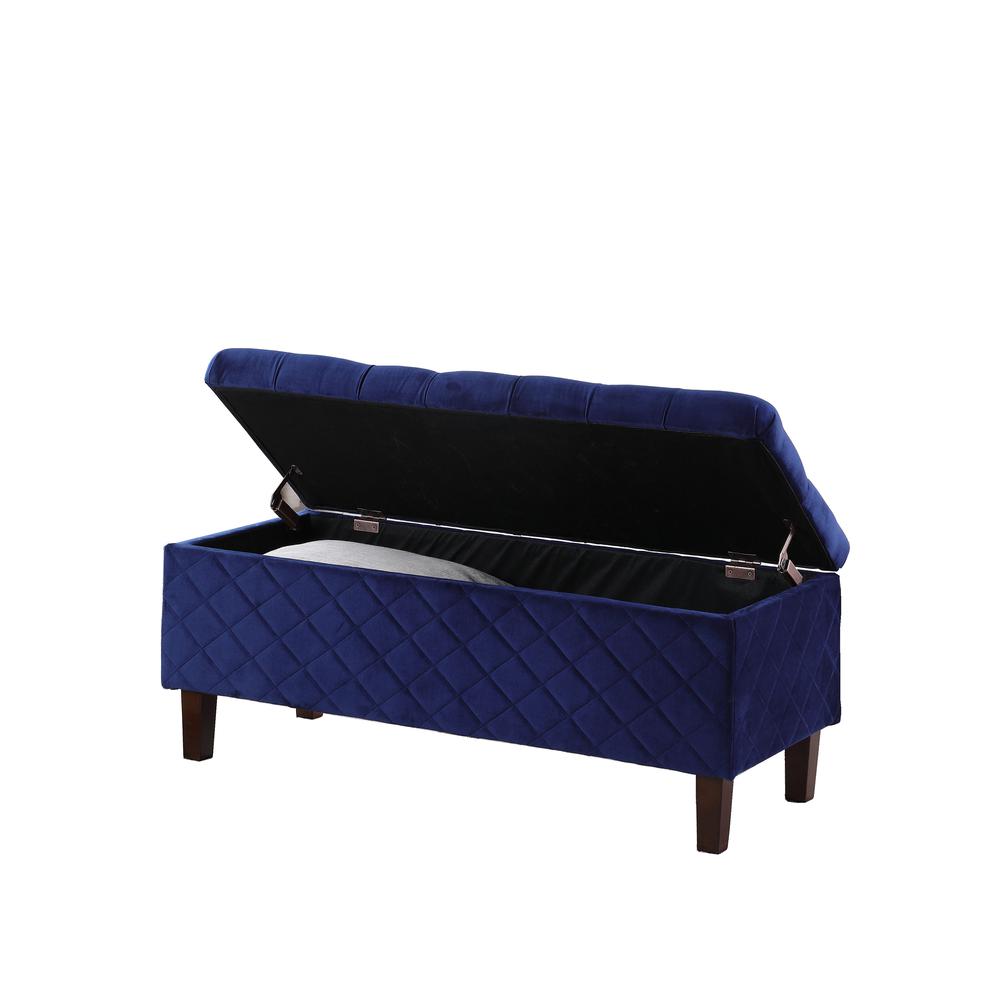 17.5"In Azure Blue Shantelle Quilted Tufted Storage Bench. Picture 2