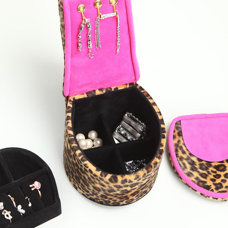 9" In Cheetah Print High Heel Shoe Display W/ Hooks Jewelry Box. Picture 2