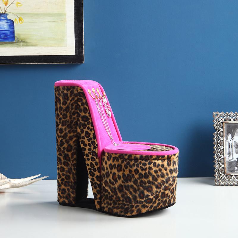 9" In Cheetah Print High Heel Shoe Display W/ Hooks Jewelry Box. Picture 3