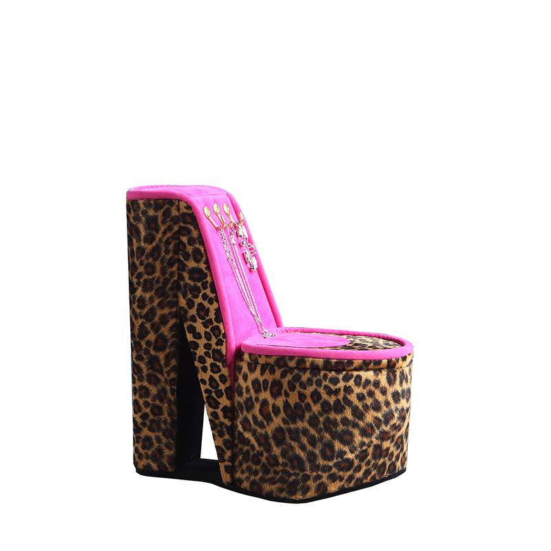 9" In Cheetah Print High Heel Shoe Display W/ Hooks Jewelry Box. Picture 1