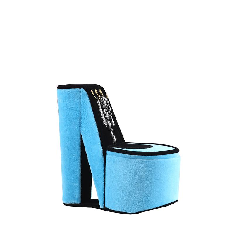 9" In Turquoise Velvet High Heel Shoe Display W/ Hooks Jewelry Box. Picture 1