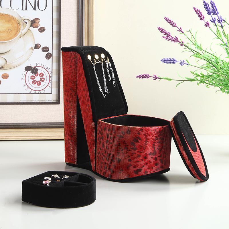 9" In Leopard Iridescent Print High Heel Shoe Display W/ Hooks Jewelry Box. Picture 4