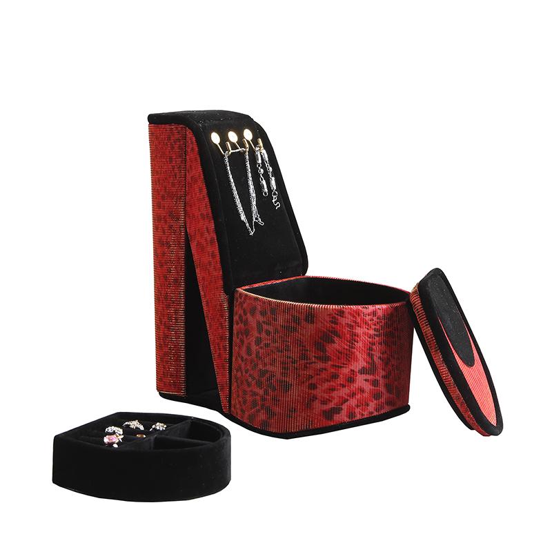 9" In Leopard Iridescent Print High Heel Shoe Display W/ Hooks Jewelry Box. Picture 2