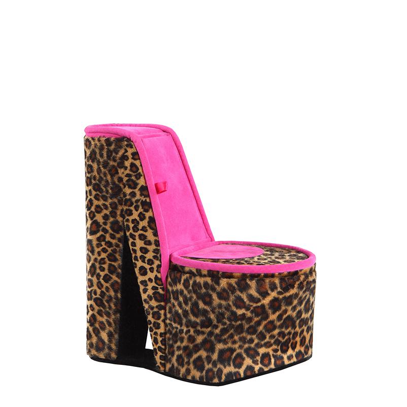 9" In Cheetah Print High Heel Shoe Hiddden Jewelry Box. Picture 1