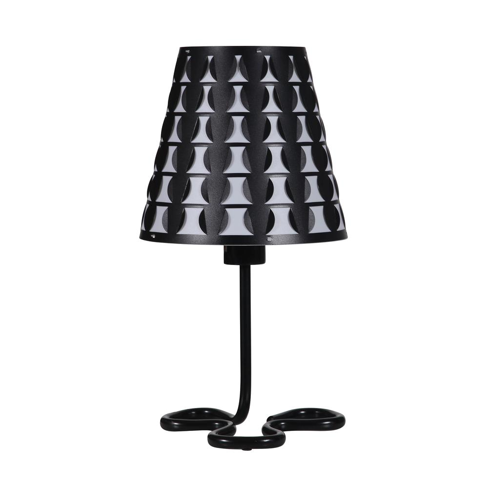 16"In Traci Black Geometric Metal Table Lamp. Picture 2