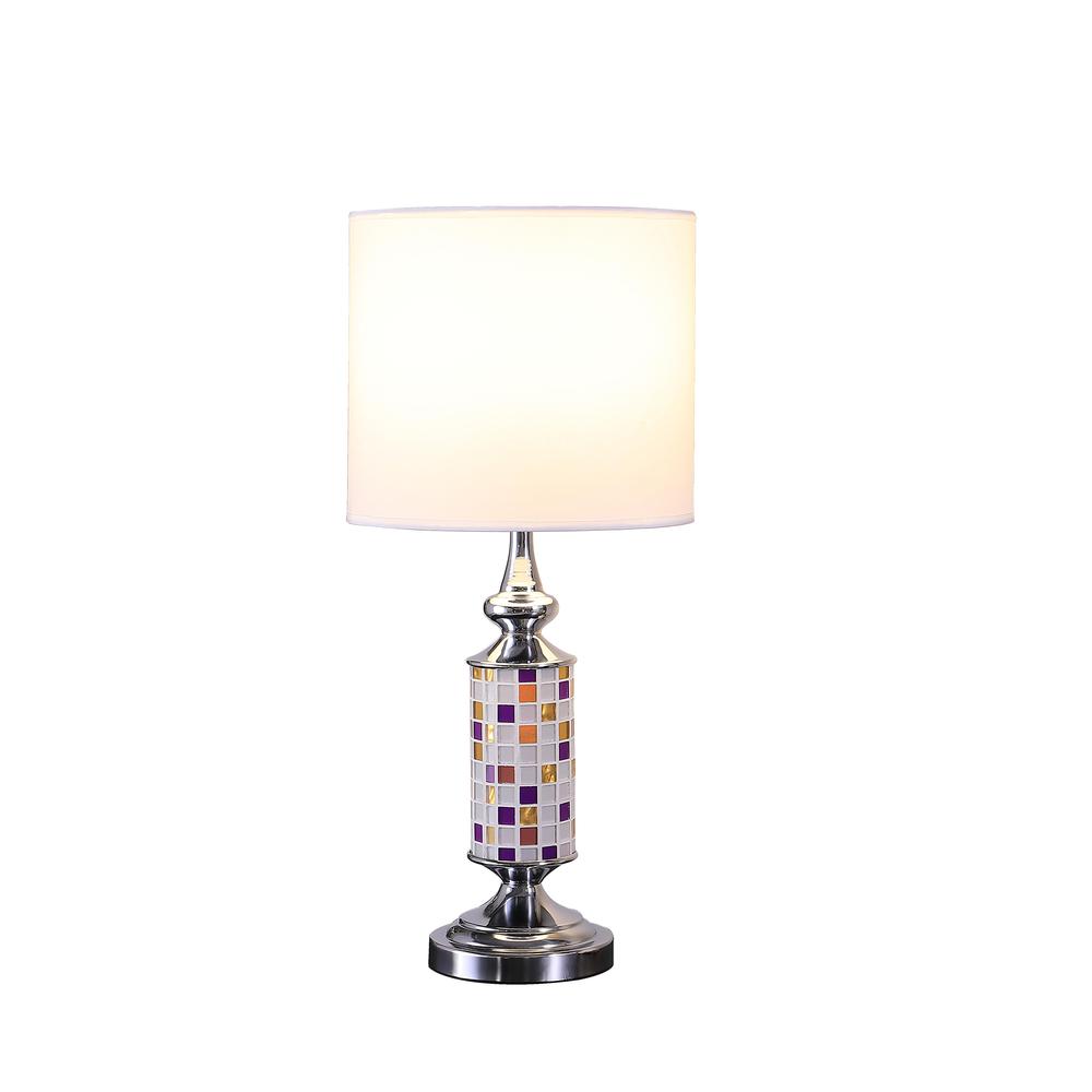 24" VICKI CHROME BOHEMIAN GLASS MOSAIC MODERN TABLE LAMP. Picture 2