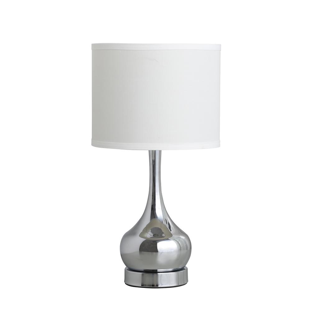 18.75"In Corrine Polished Silver Mid Century Table Lamp. Picture 1