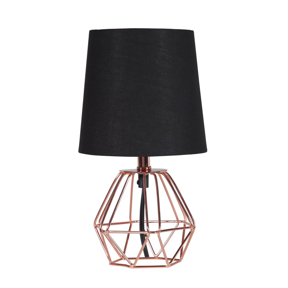 11.25" In Wesley Geometric Copper Metal Wire Hexagon Table Lamp. Picture 1