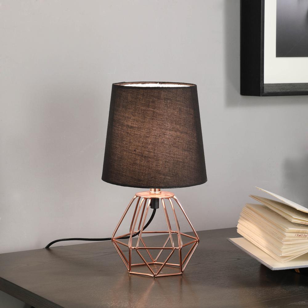 11 25 In Wesley Geometric Copper Metal, Wire Base Copper Table Lamp