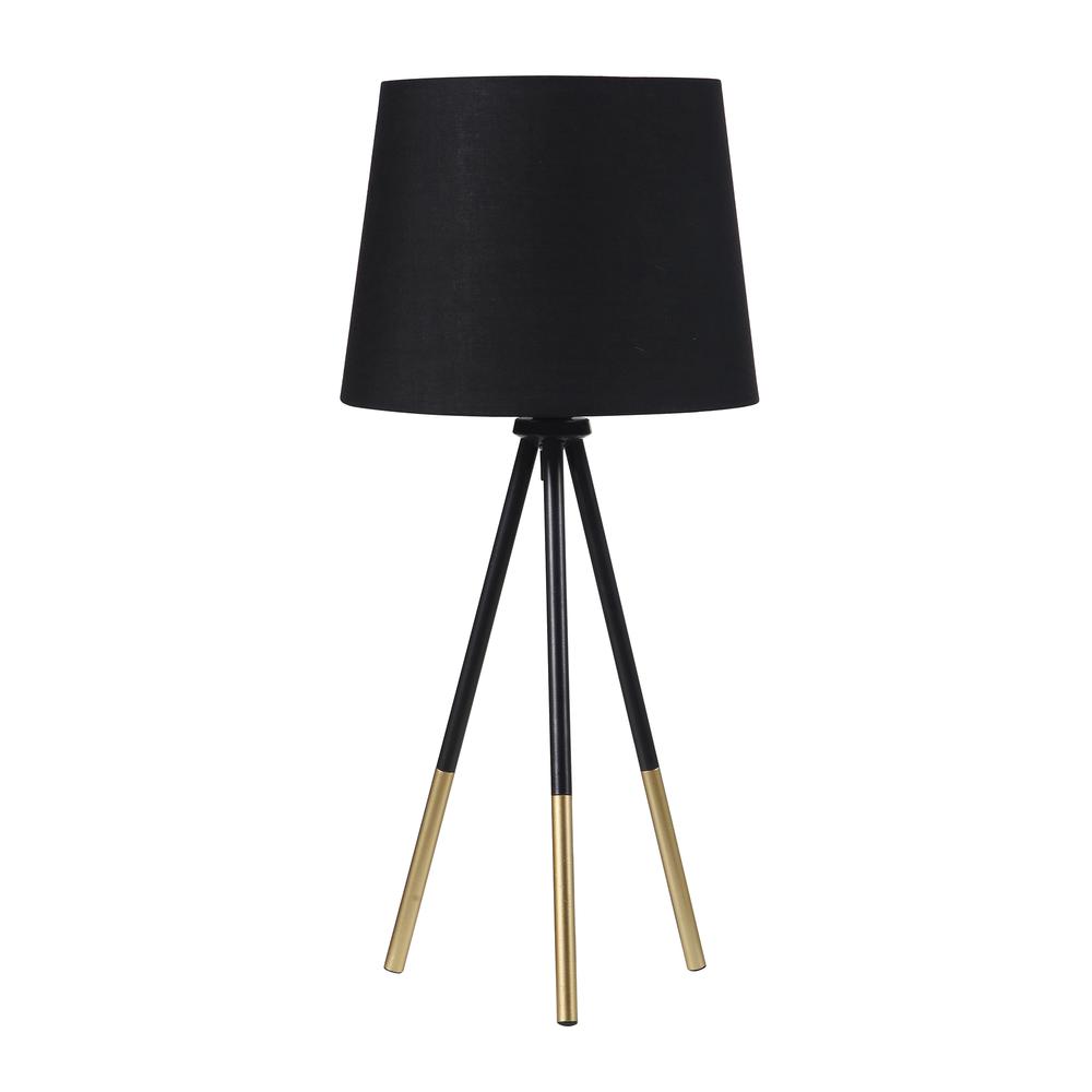 20" In Devon Matte Black/Gold Metal Tripod Leg Table Lamp. Picture 1
