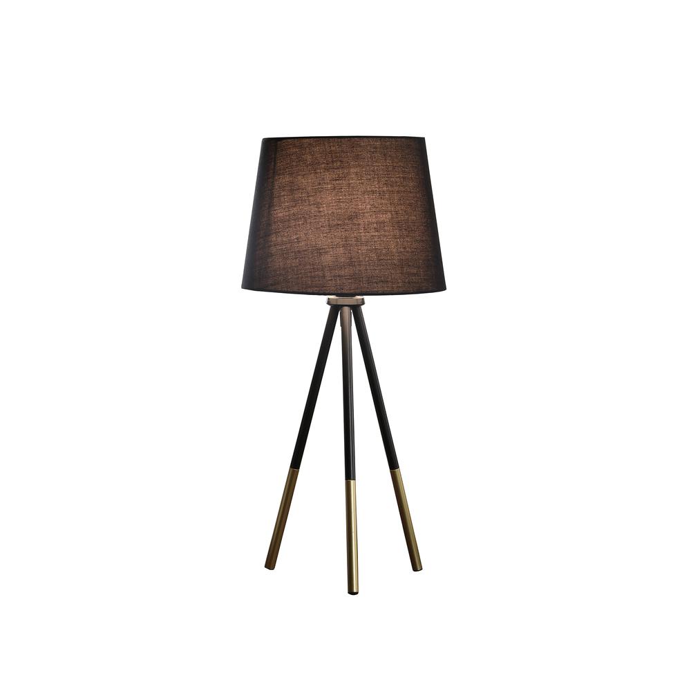 20" In Devon Matte Black/Gold Metal Tripod Leg Table Lamp. Picture 2