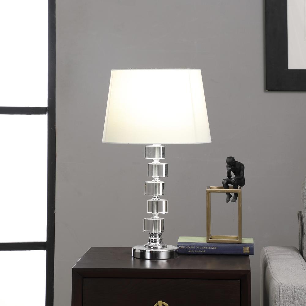 20" In Adelaine 5 Crystal Round Stacked Cube Orbs Table Lamp. Picture 3