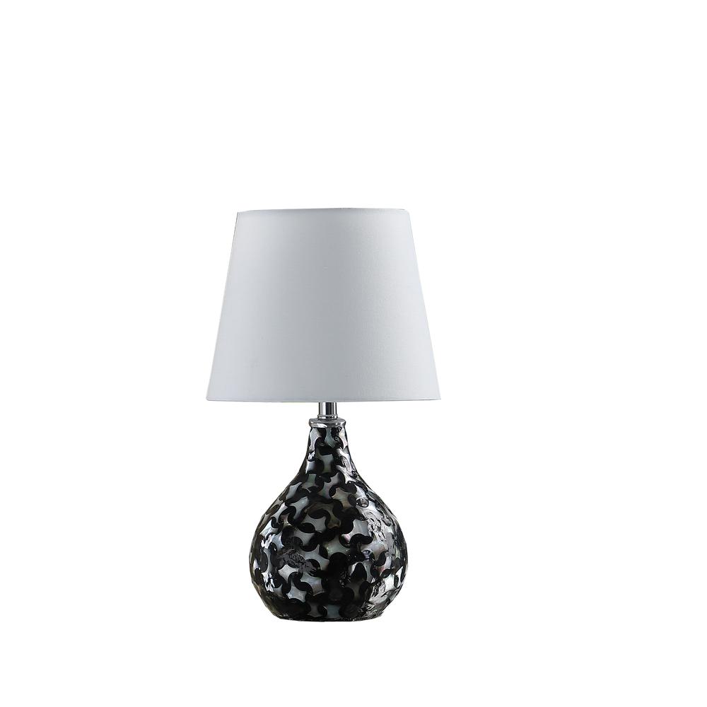 11.5" In Modern Black Seashell Swirl Pattern Mini Polyresin Table Lamp. Picture 1