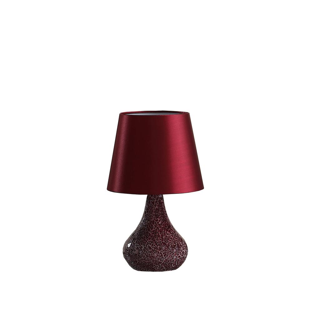 11" In Mosaic Red/Pink Glass Pattern Mini Polyresin Table Lamp. Picture 1