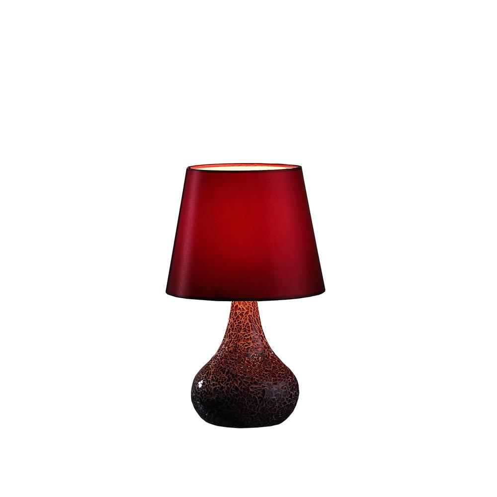 11" In Mosaic Red/Pink Glass Pattern Mini Polyresin Table Lamp. Picture 2