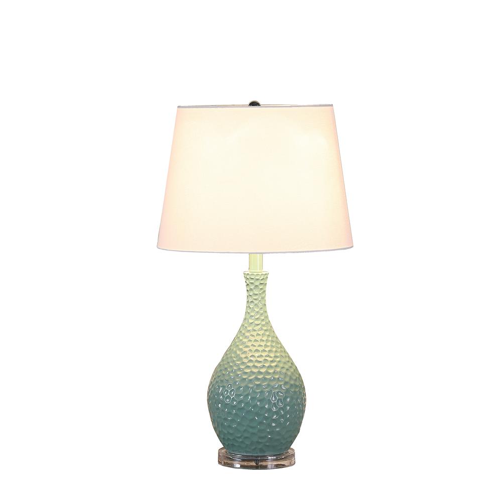 28" in TEAL TELLI PEBBLE MID CENTURY RESIN TABLE LAMP. Picture 2