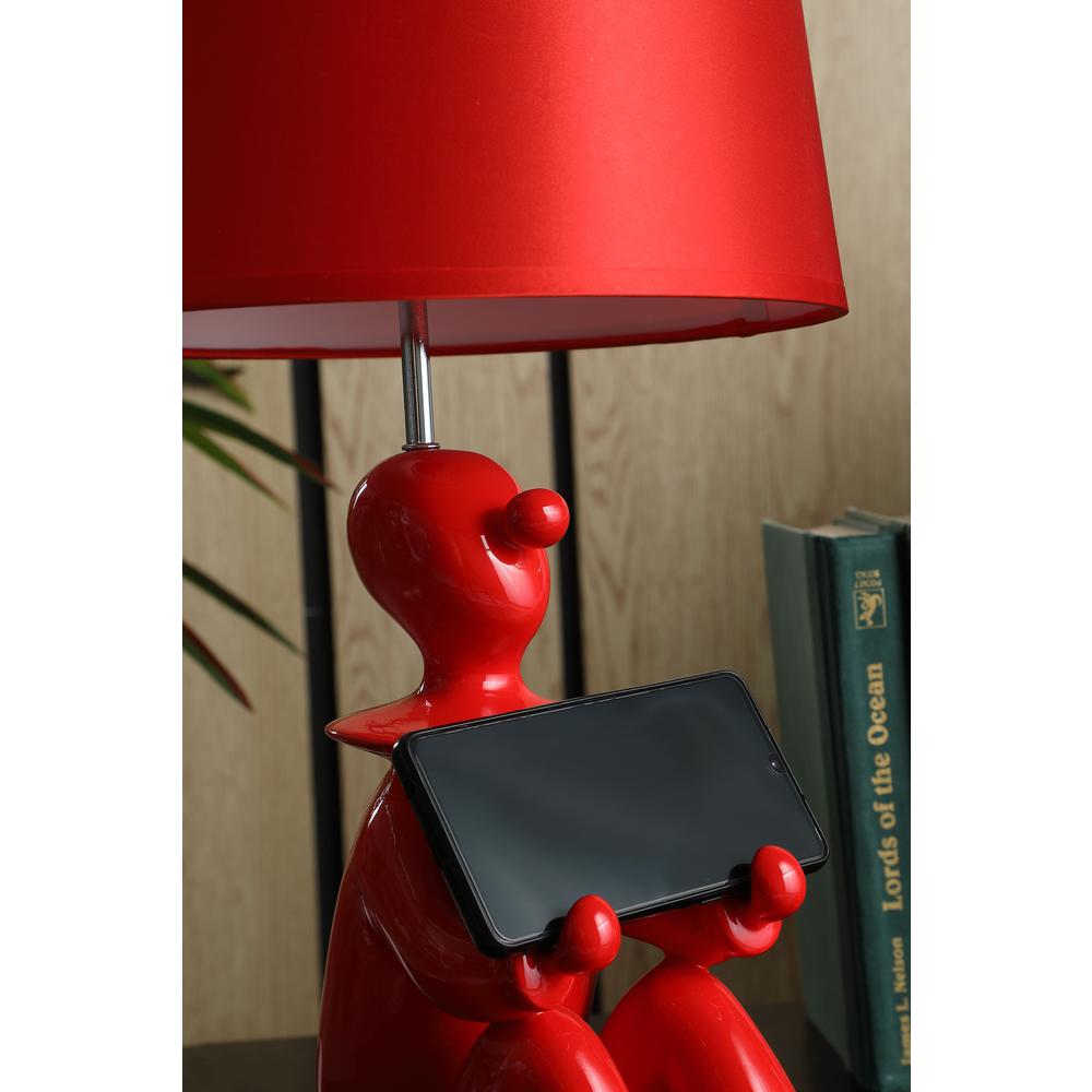 21.25" In Red Modern Clown Phone Holder Resin Table Lamp. Picture 6