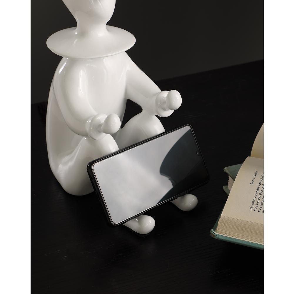 21.25" In White Modern Clown Phone Holder Resin Table Lamp. Picture 4