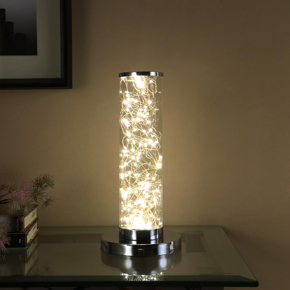 13" In Exposed Rope Led Minari Clear Column Table Lamp. Picture 4