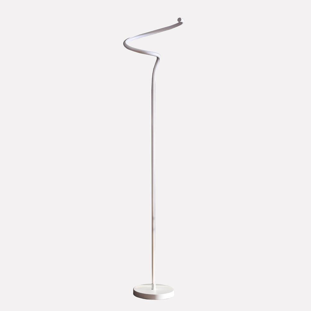 52.5" In Led Matte White Curvilinear S-Curve Spiral Tube Angled Floor Lamp. Picture 1