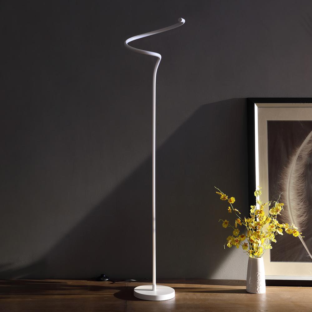 52.5" In Led Matte White Curvilinear S-Curve Spiral Tube Angled Floor Lamp. Picture 3