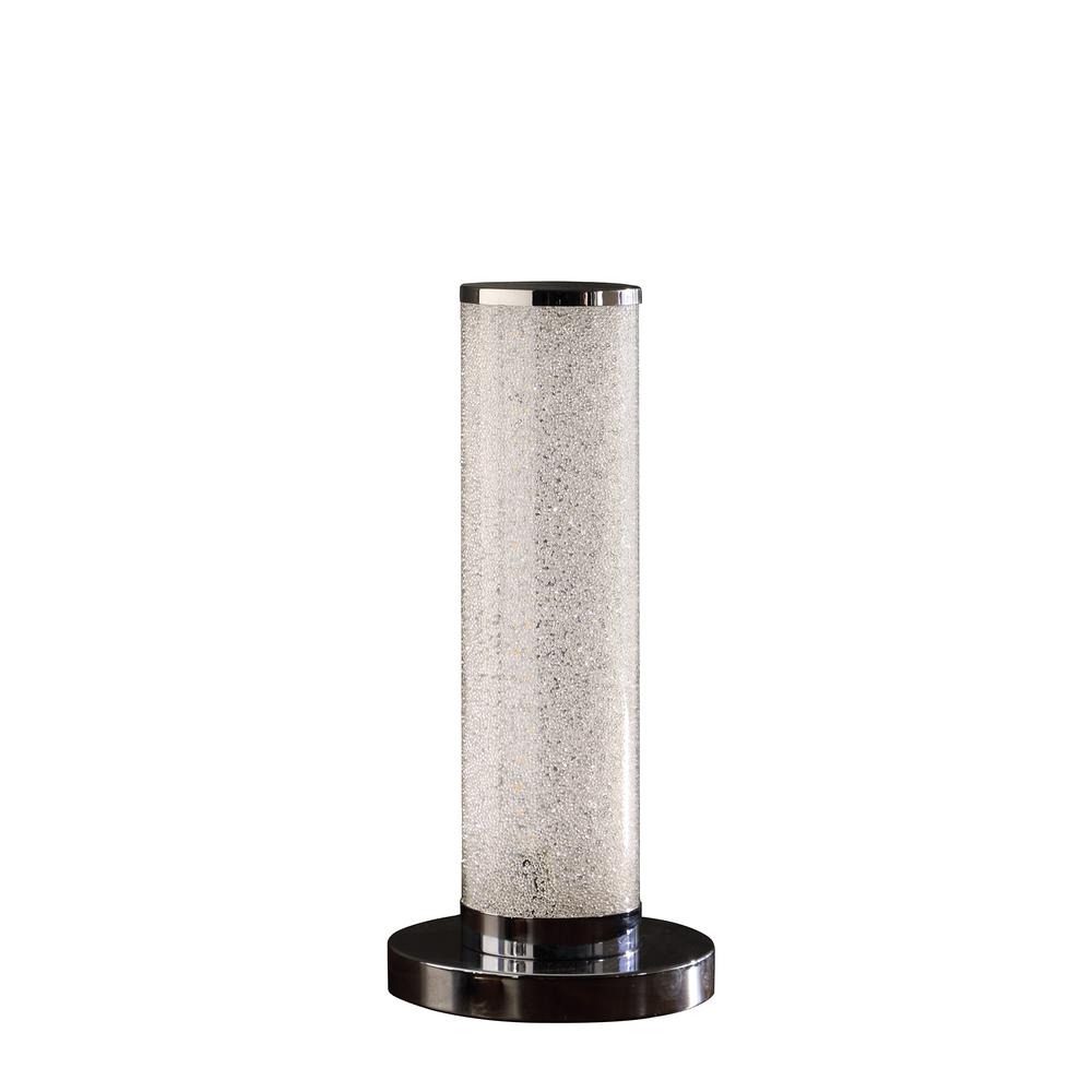 13" In Led Illuminari White Crystal Sandrocks Column Table Lamp. Picture 1