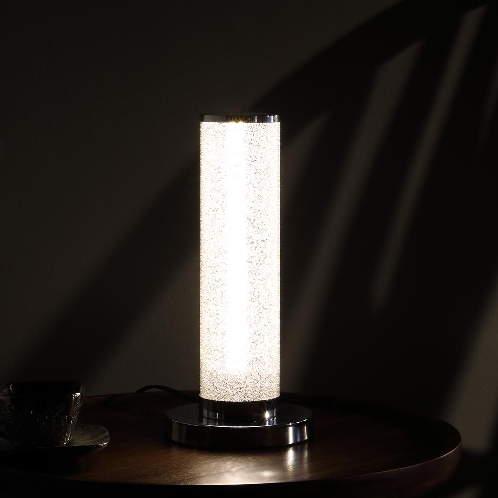 13" In Led Illuminari White Crystal Sandrocks Column Table Lamp. Picture 4