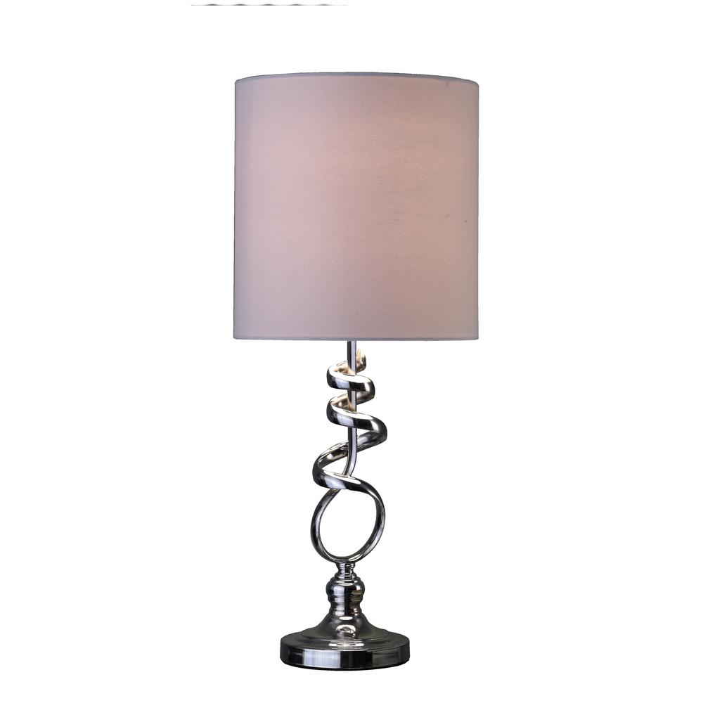 21.5" In Milo Abstract Brushed Silver Metal Table Lamp. Picture 2