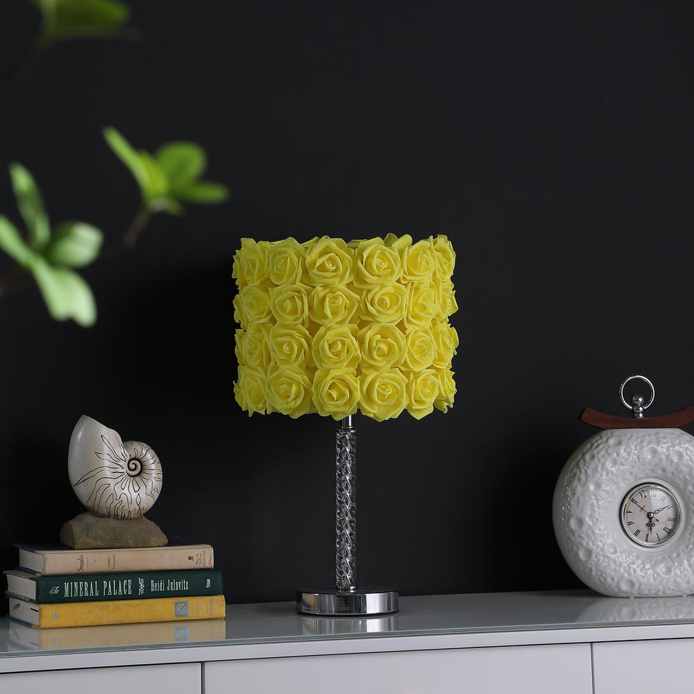 18.25" In Yellow Roses In Bloom Acrylic/Metal Table Lamp. Picture 5
