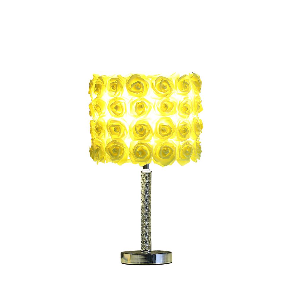 18.25" In Yellow Roses In Bloom Acrylic/Metal Table Lamp. Picture 2