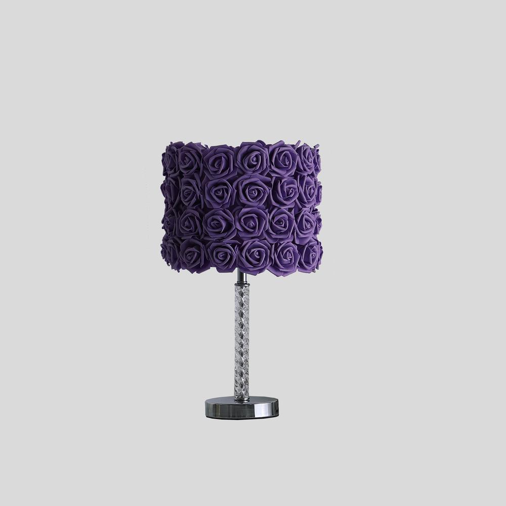 18.25" In Lavender Roses In Bloom Acrylic/Metal Table Lamp. Picture 3