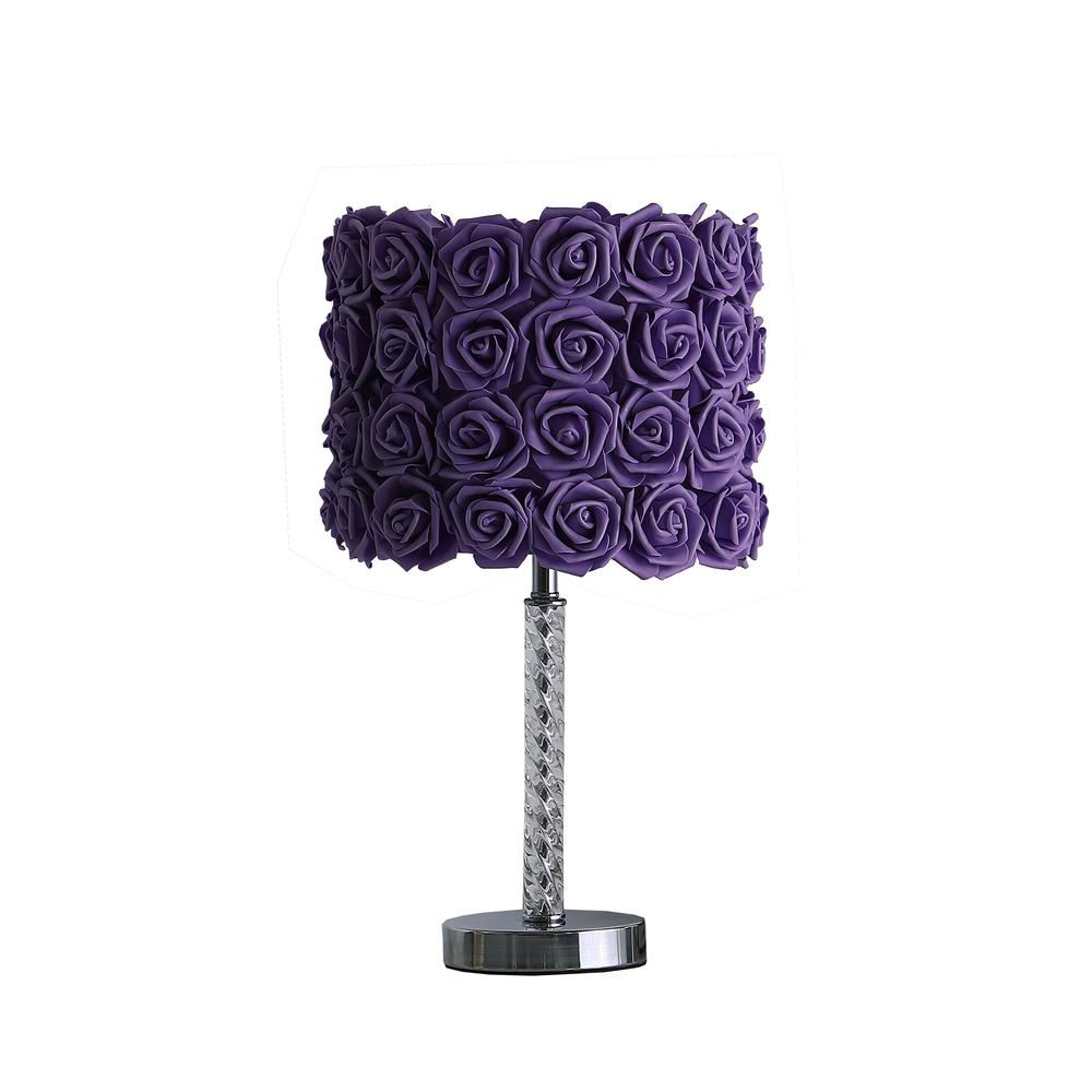 18.25" In Lavender Roses In Bloom Acrylic/Metal Table Lamp. Picture 1