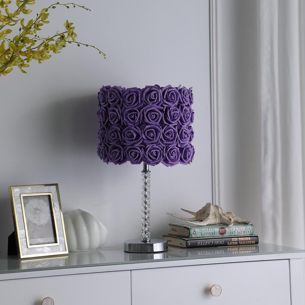 18.25" In Lavender Roses In Bloom Acrylic/Metal Table Lamp. Picture 5