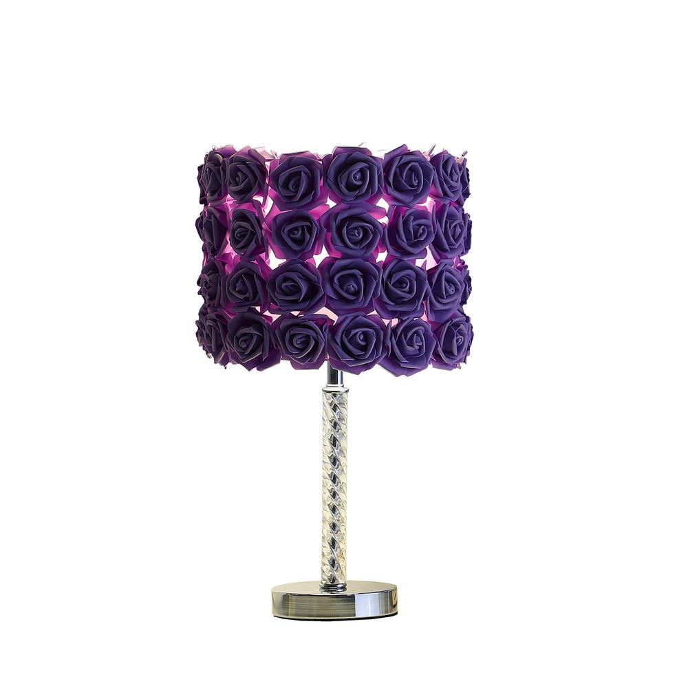 18.25" In Lavender Roses In Bloom Acrylic/Metal Table Lamp. Picture 2