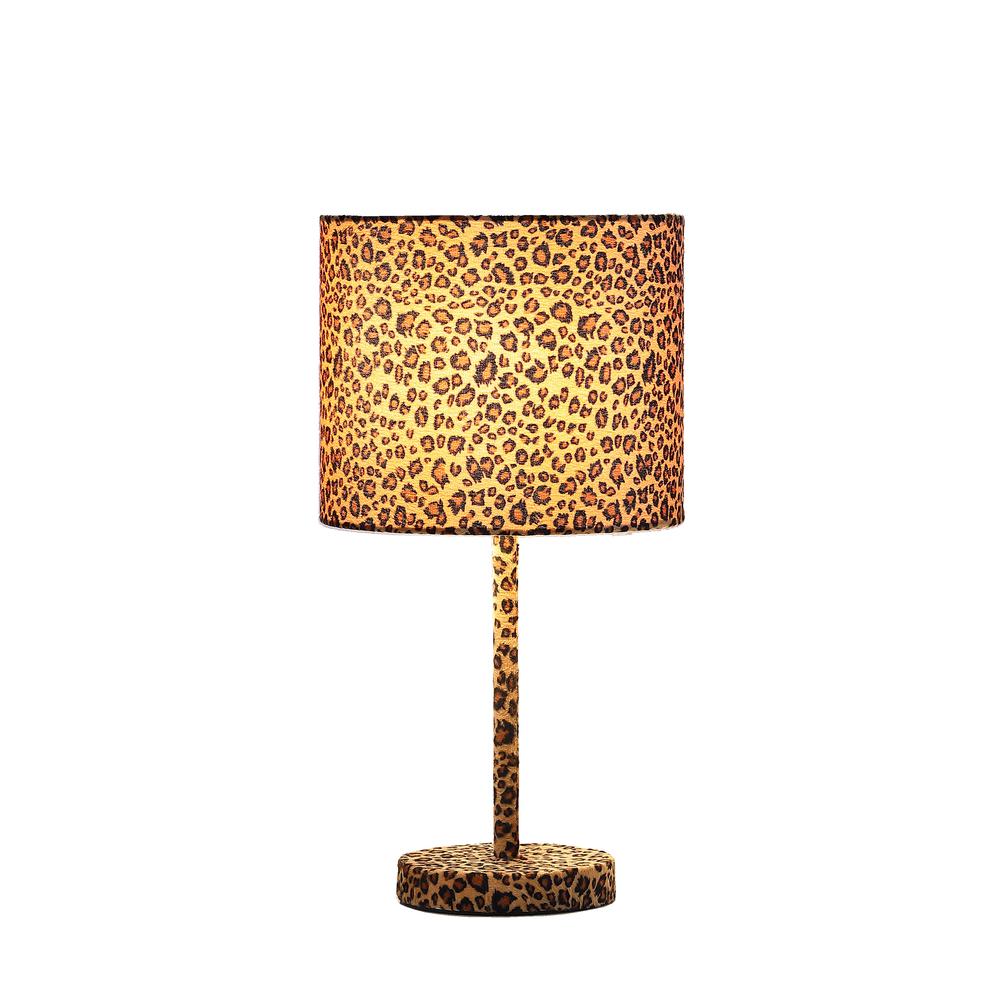 19.25" in FAUX SUEDE LEOPARD PRINT METAL TABLE LAMP. Picture 2