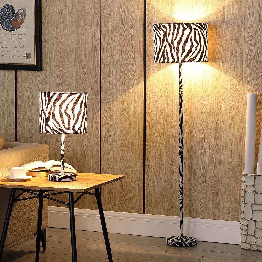 19.25"in FAUX SUEDE ZEBRA METAL TABLE LAMP. Picture 6