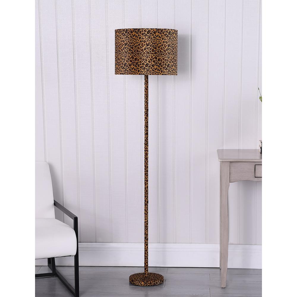 59" in FAUX SUEDE LEOPARD PRINT FLOOR LAMP. Picture 3