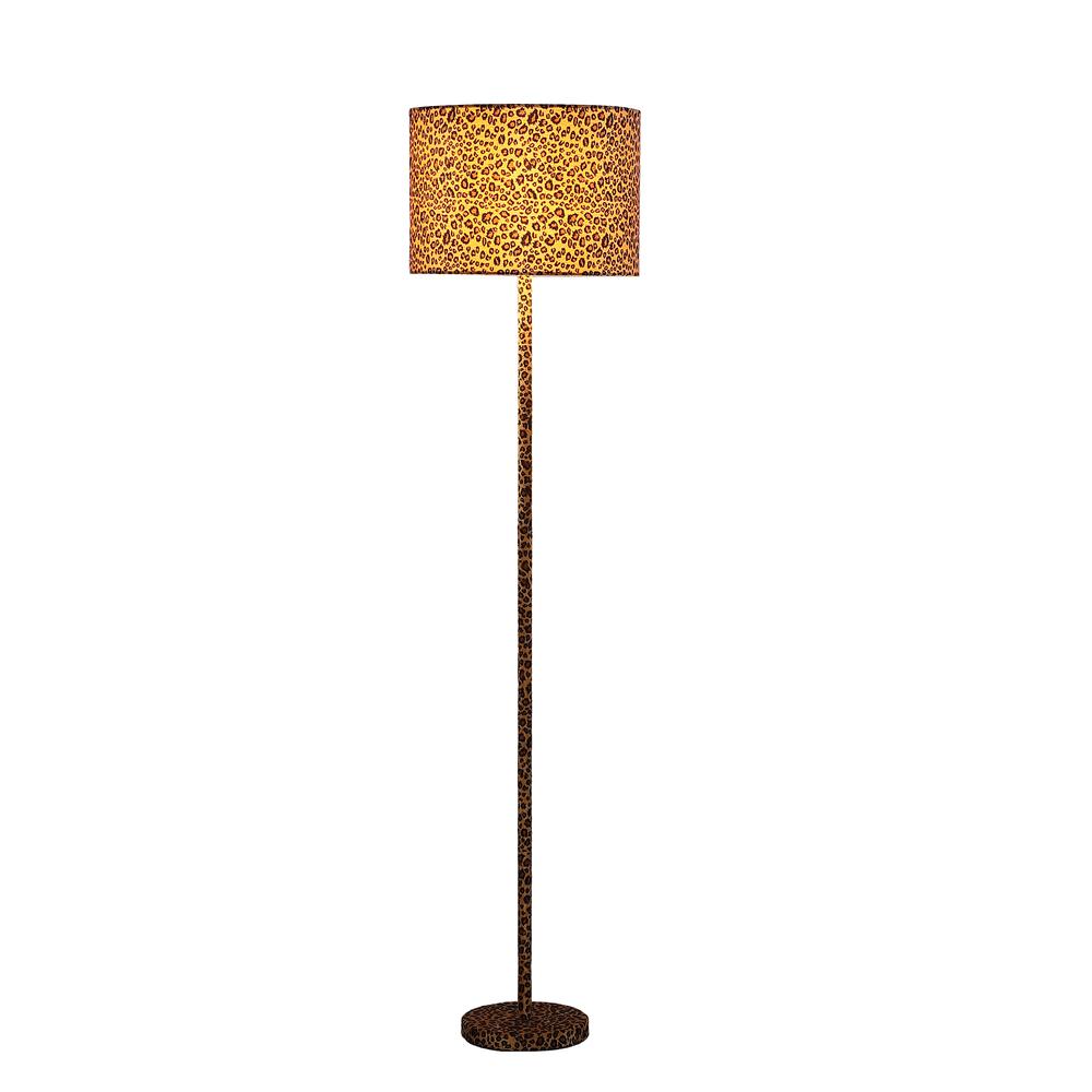 59" in FAUX SUEDE LEOPARD PRINT FLOOR LAMP. Picture 2