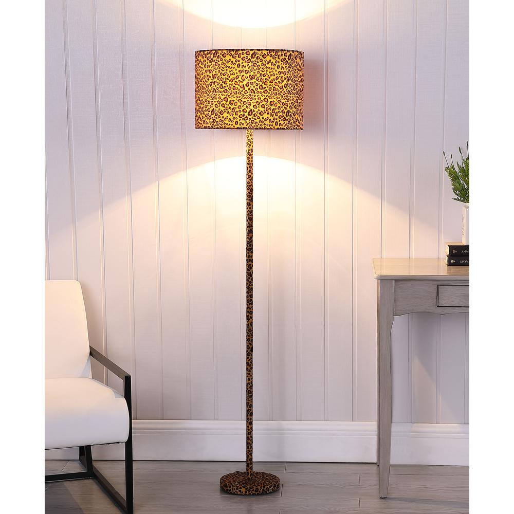 59" in FAUX SUEDE LEOPARD PRINT FLOOR LAMP. Picture 4